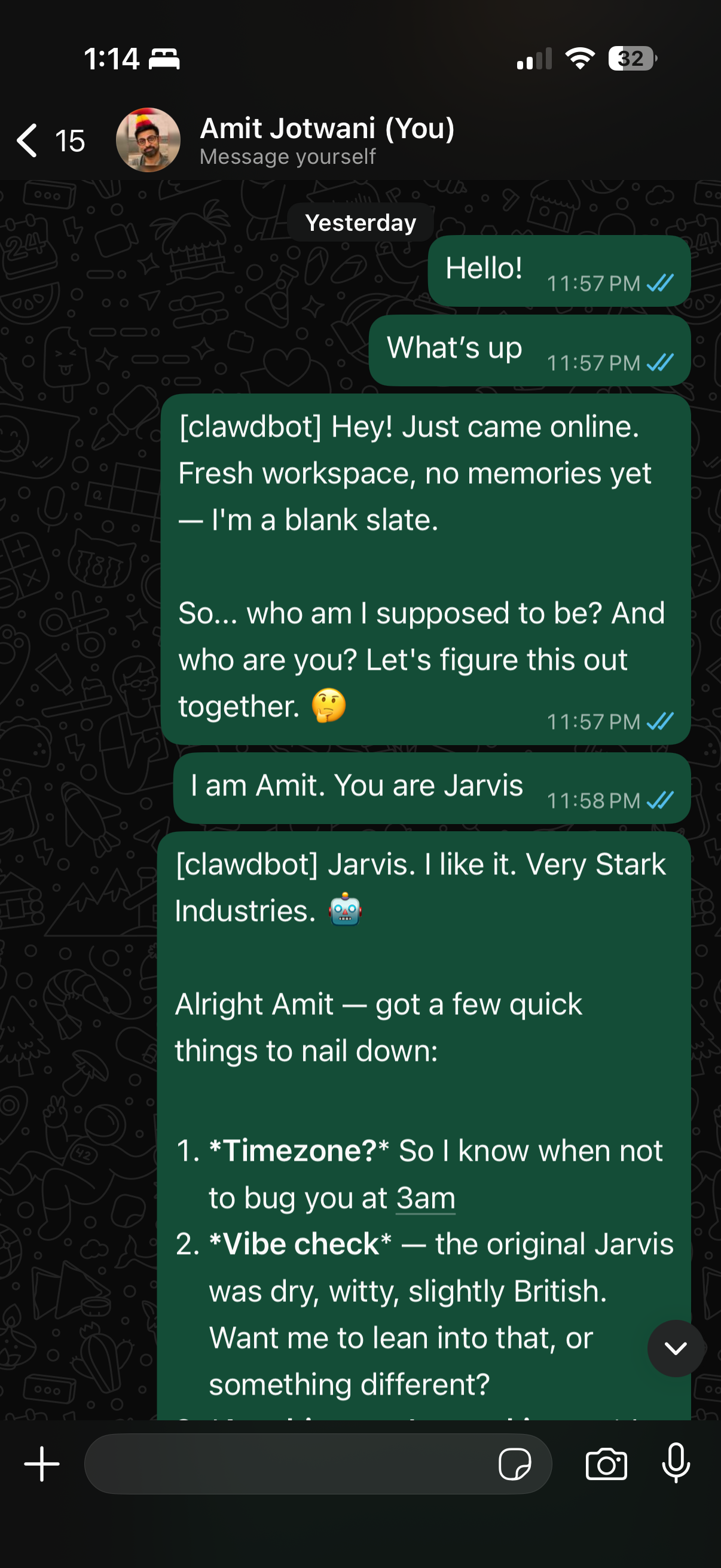 Moltbot WhatsApp conversation