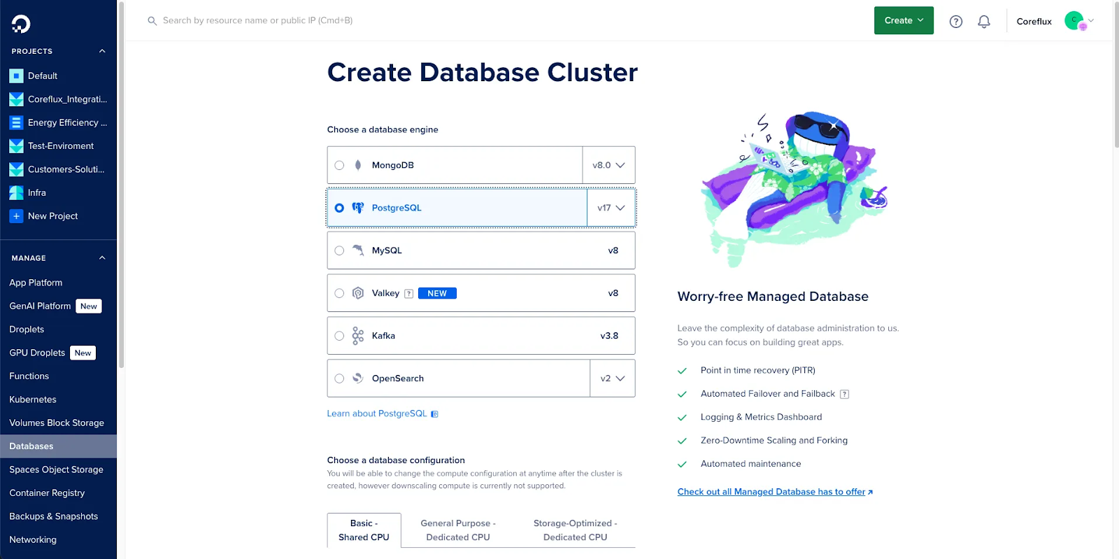 DigitalOcean managed PostgreSQL cluster setup